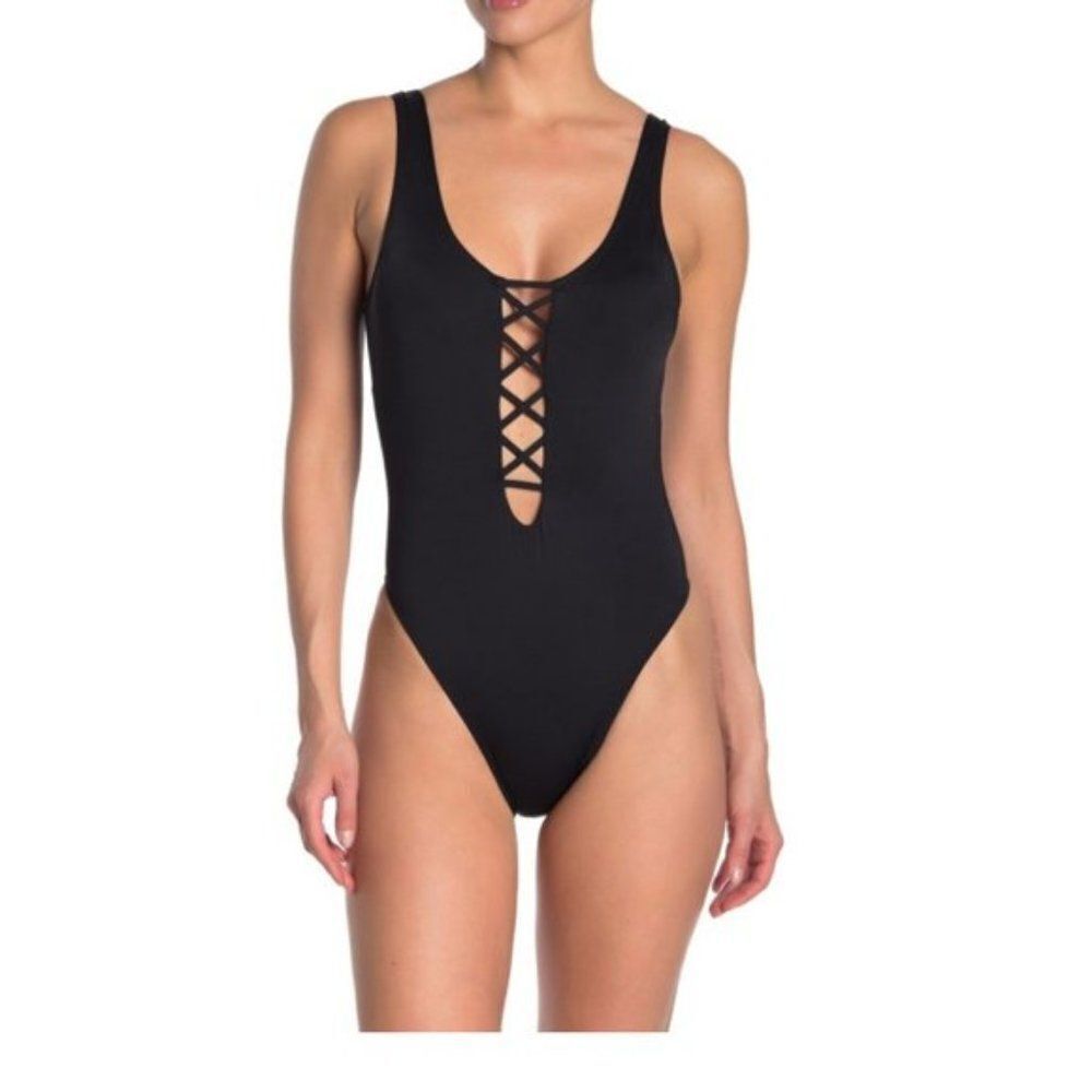 The Bikini Lab Criss-Cross One-Piece black Swimsuit size S